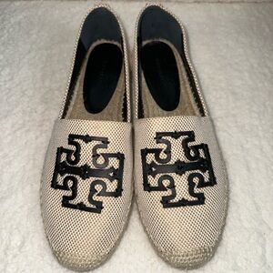 Tory Burch Cream and Black Espadrilles